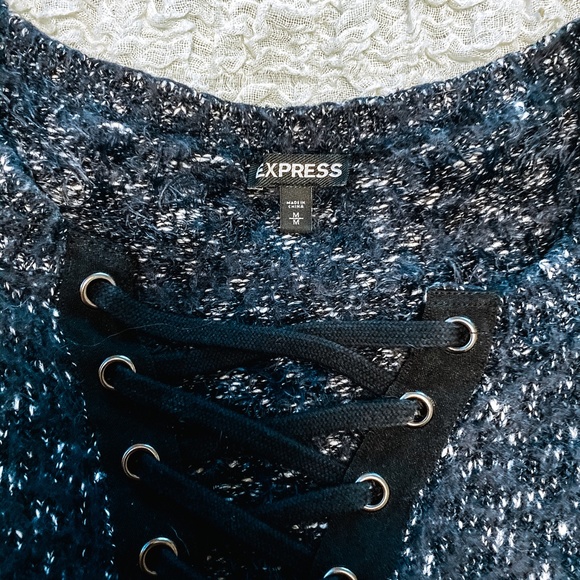 Express Lace Up Eyelash Cozy Sweater - Picture 6 of 7